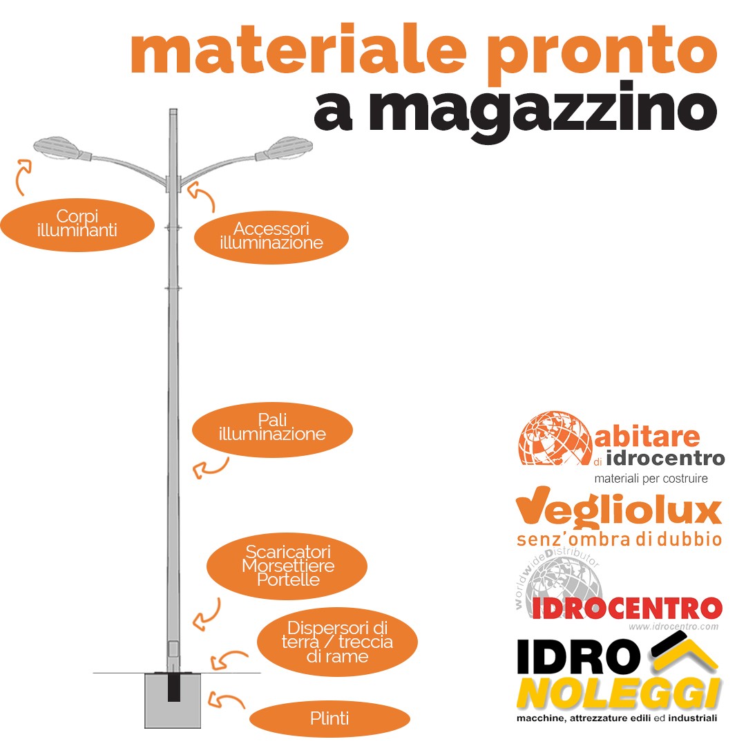 Da Vegliolux, un marchio del gruppo Idrocentro puoi trovare tutto il necessario pe l'illuminazione stradale in Piemonte e in Liguria. Tutto in pronto magazzino